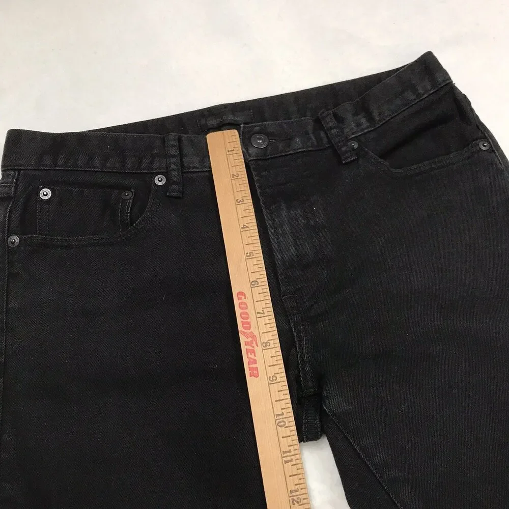UNIQLO Selvedge Black Jeans Men 32x30 (32/32 tag) Slim Fit Straight Mid Rise